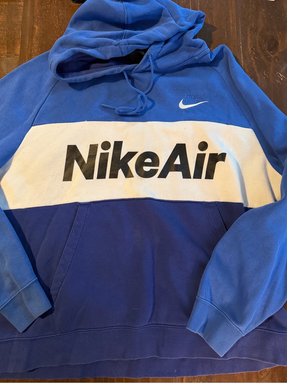 Nike Air Men's Blue & White Colorblock Crewneck Hoodie - XL - Picture 2 of 7